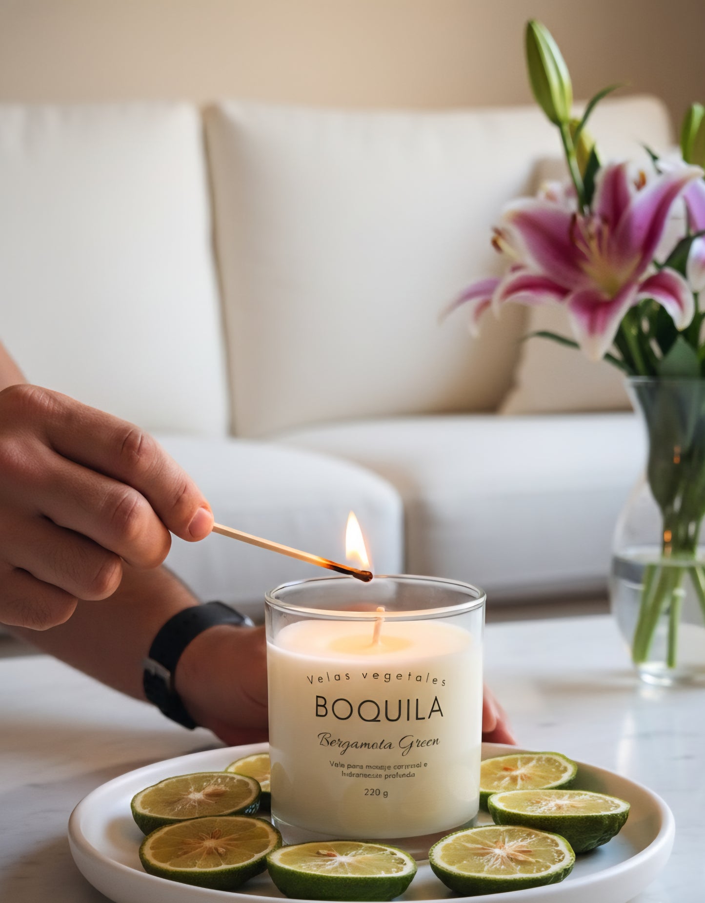 Vela cosmética para masajes - Bergamota green 220g